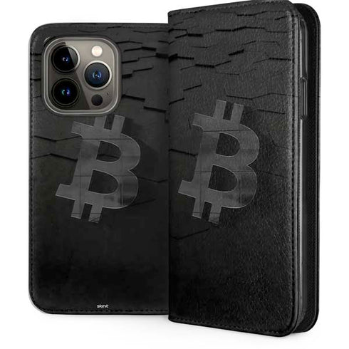 Bitcoin Textured Logo iPhone 15 Pro Folio Case